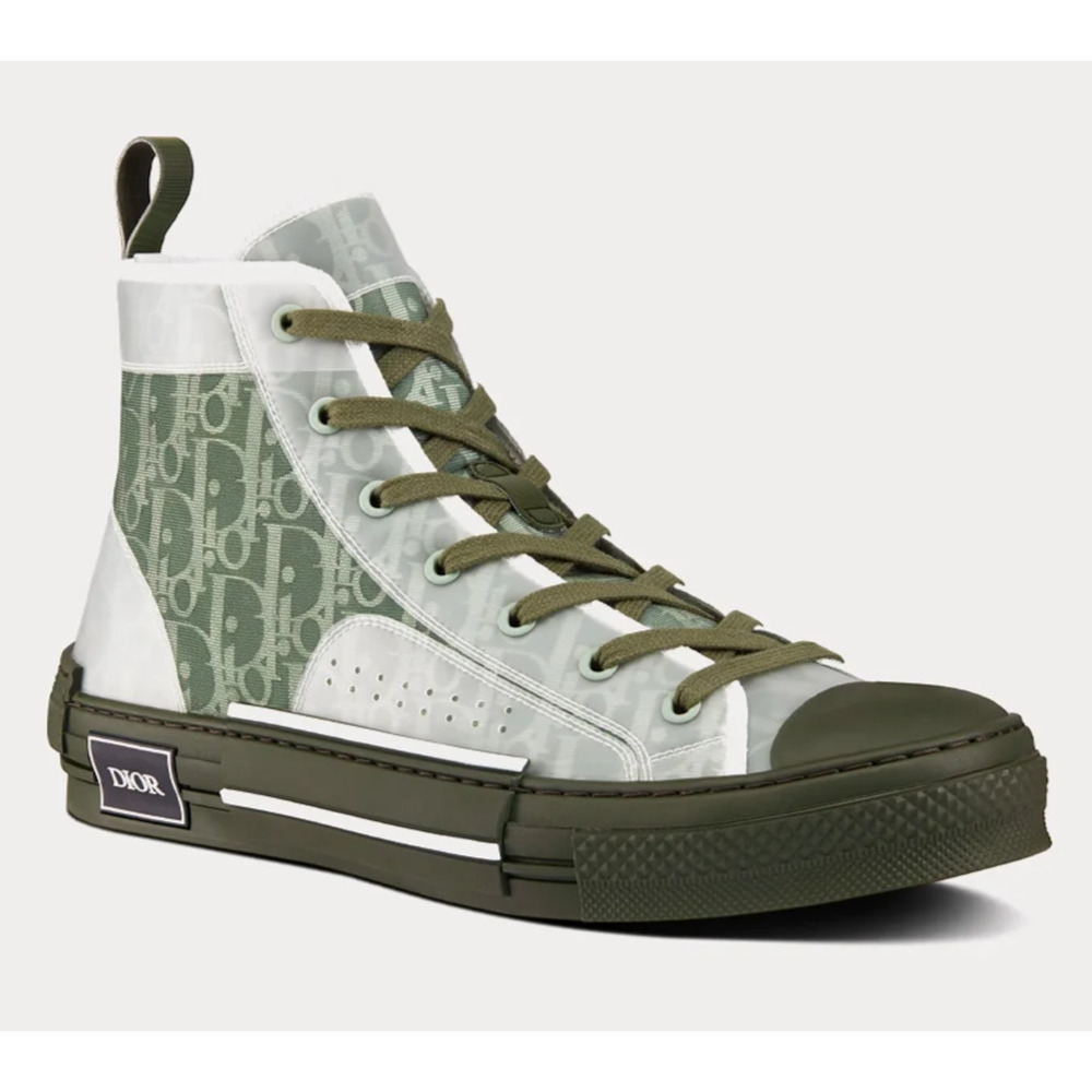 Dior Mens B23 Green Oblique Logo Transparent High Top Lace Up Flat Sneaker 44 11 - Picture 3 of 16